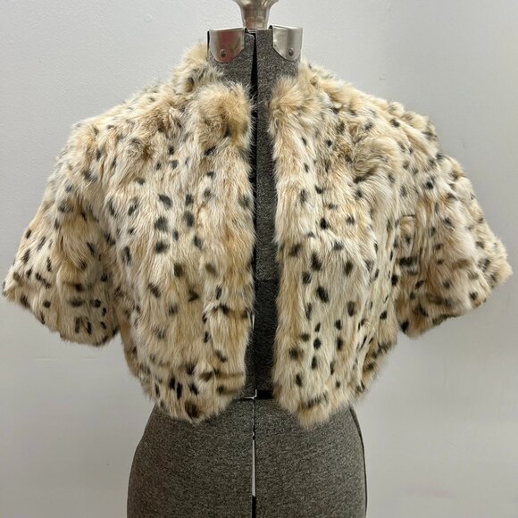 Vintage June Rabbit Fur Bolero | Cheetah Print | Size M - Picture 1 of 5